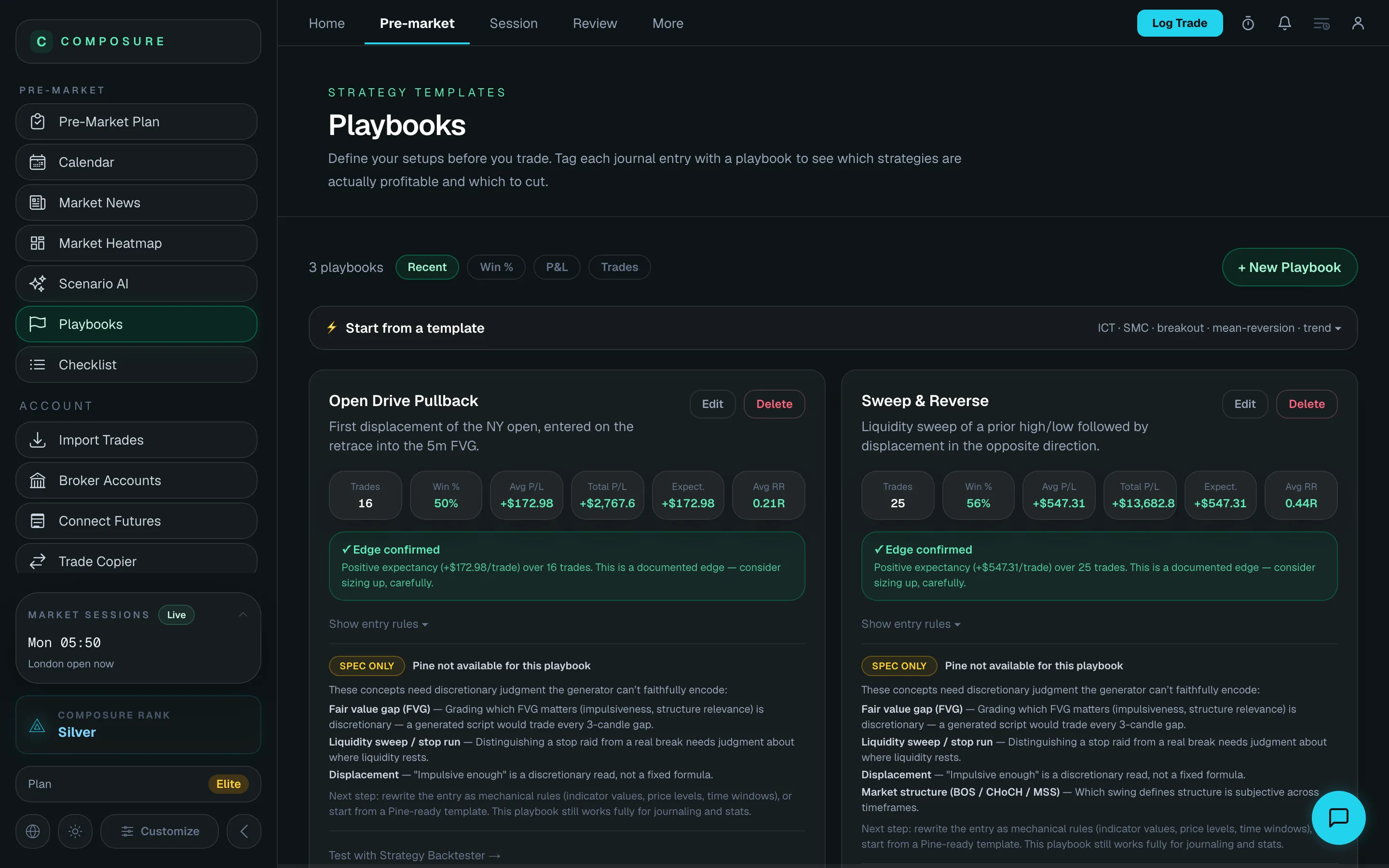 Composure playbooks — real product screenshot