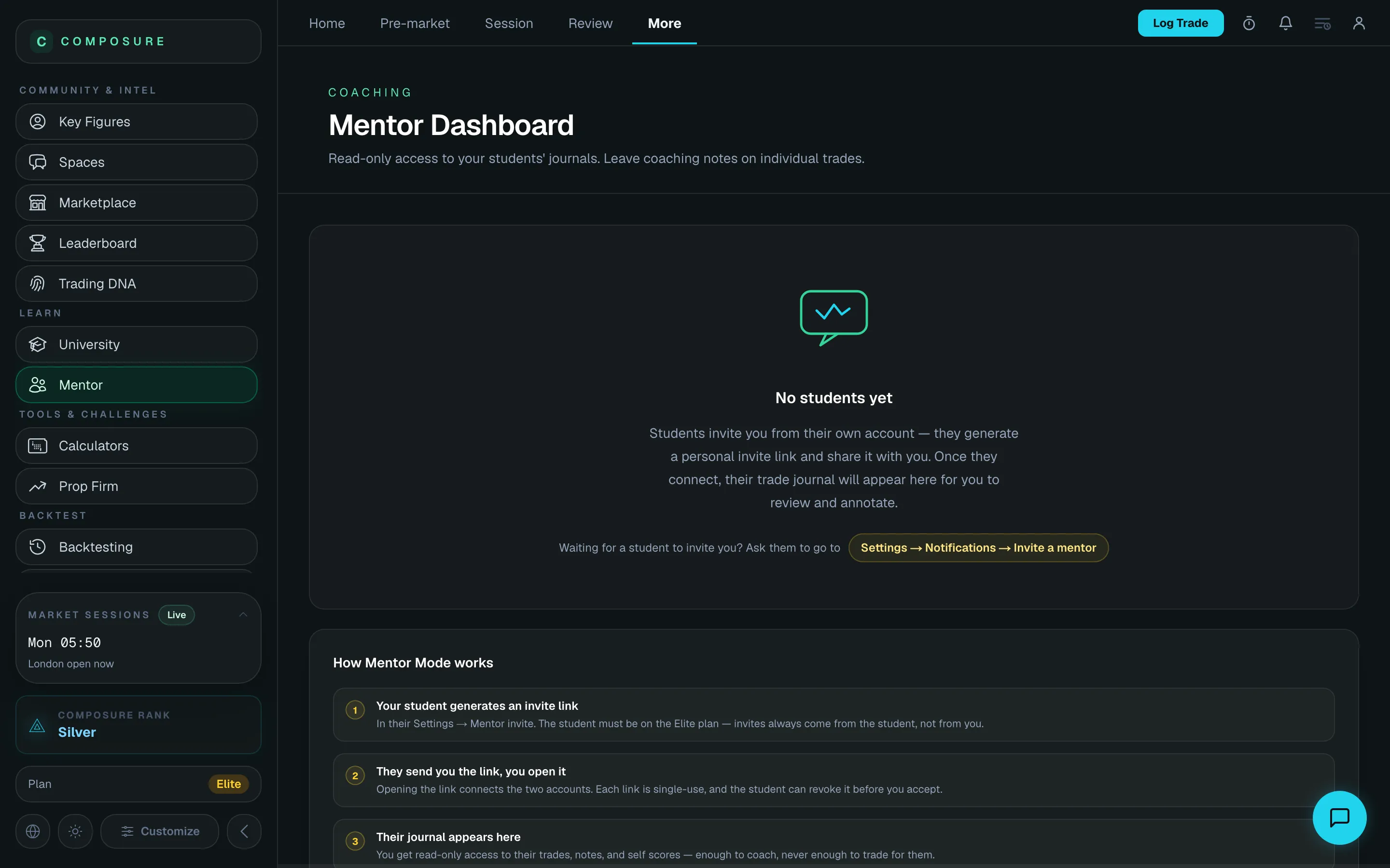 Composure mentor — real product screenshot